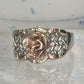 Black Hills Gold ring Rose band Valentine size 7.75 sterling silver women 12K over sterling