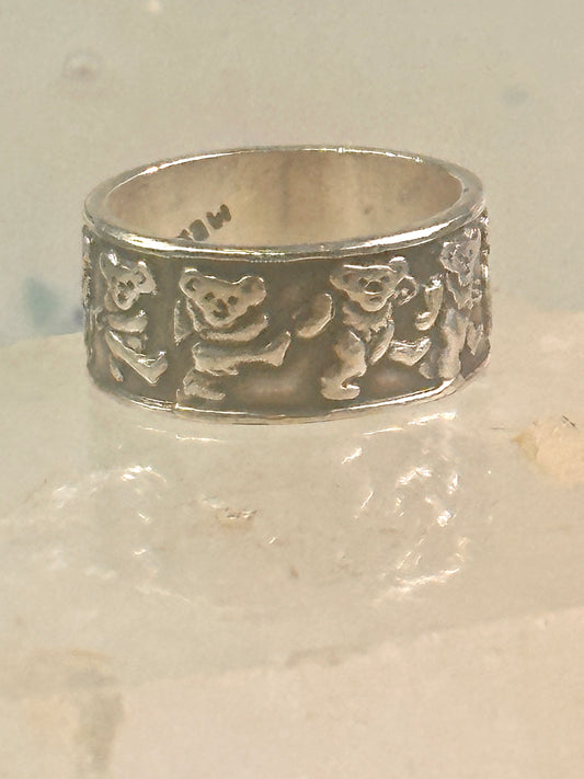 Marching Bears ring Bear band size 7.75 Mexico sterling silver men women