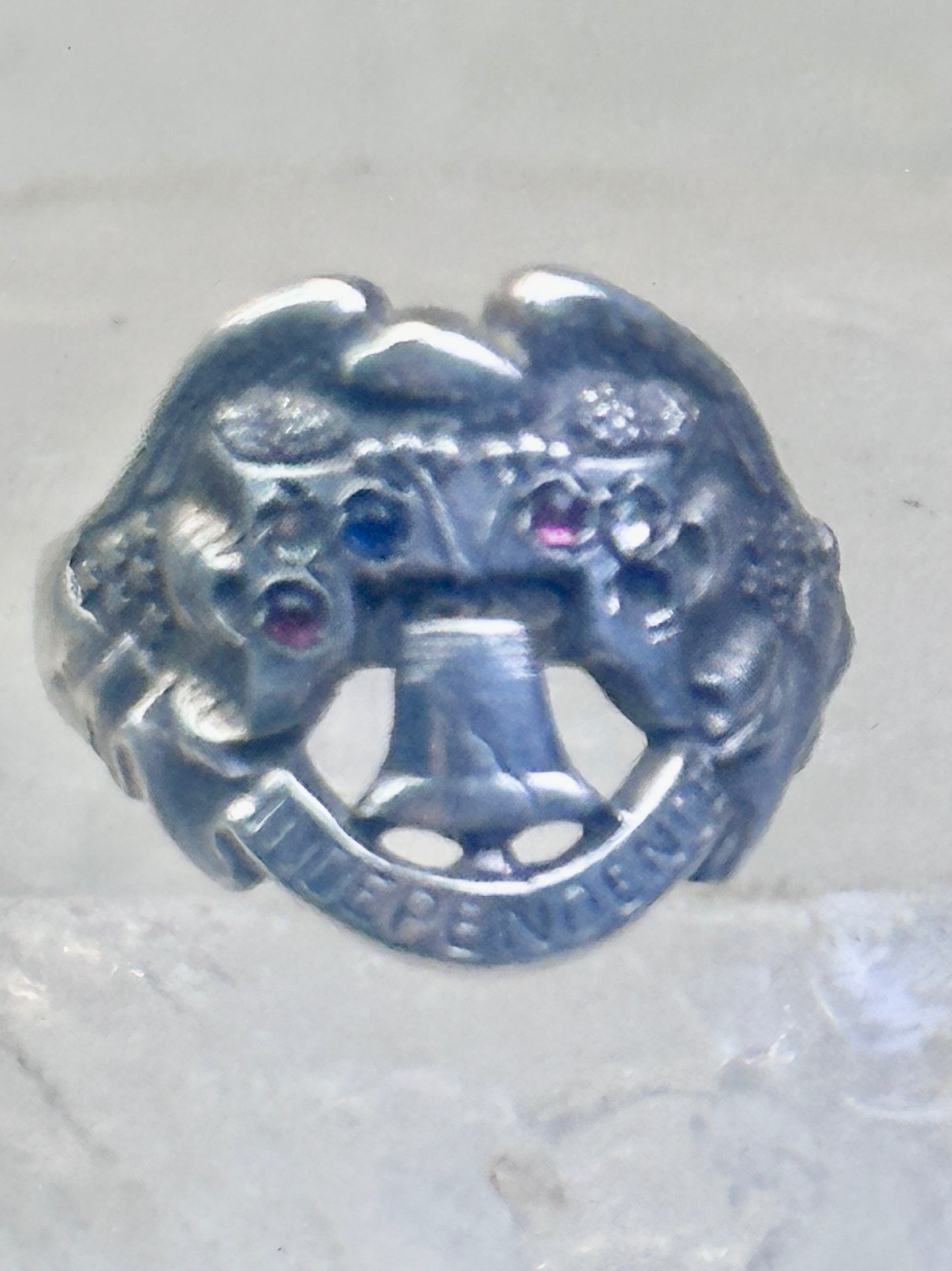 Eagle ring Liberty Bell Independence size 2.5 pinky Sterling silver women AS IS