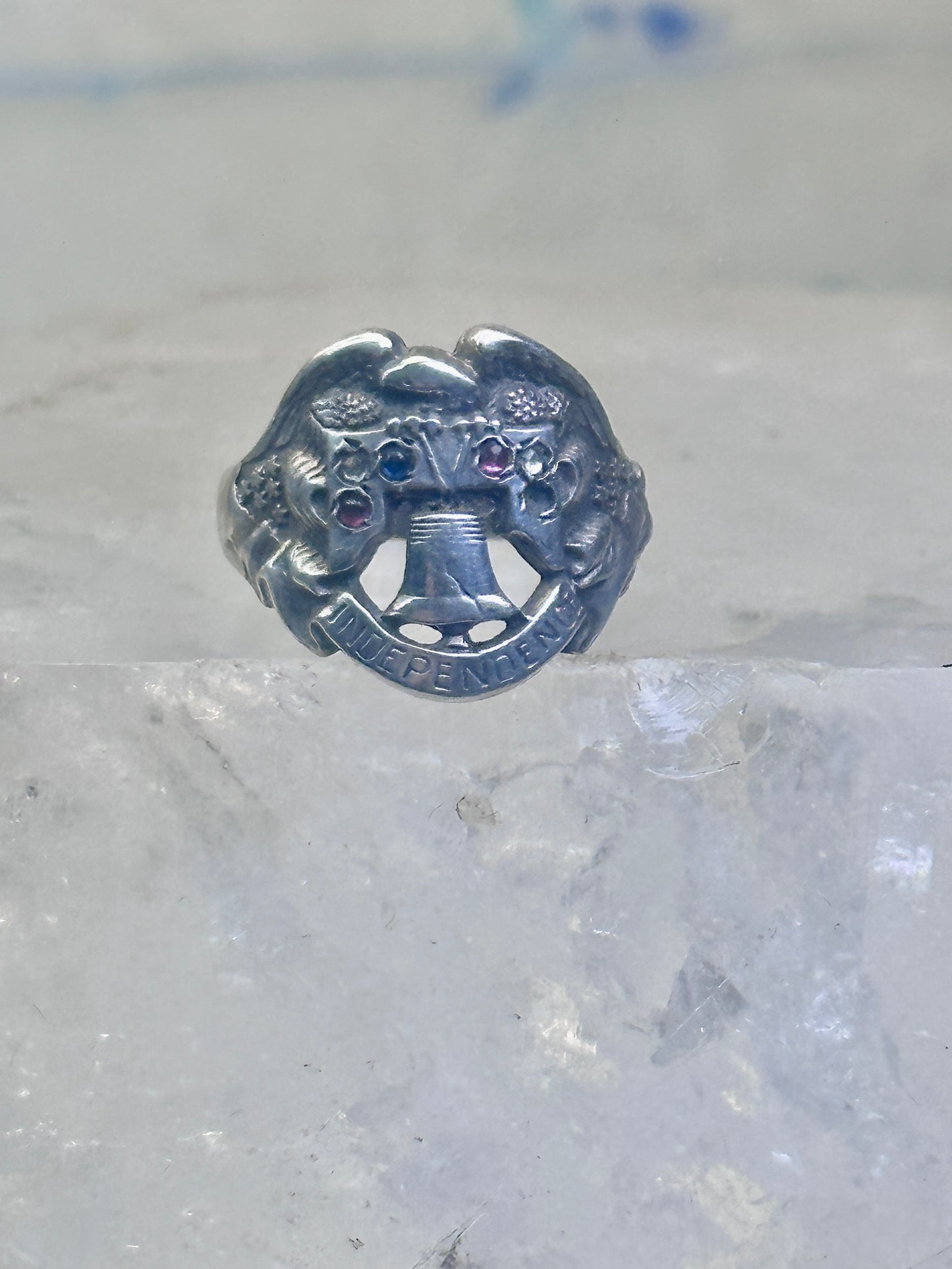 Eagle ring Liberty Bell Independence size 2.5 pinky Sterling silver women AS IS