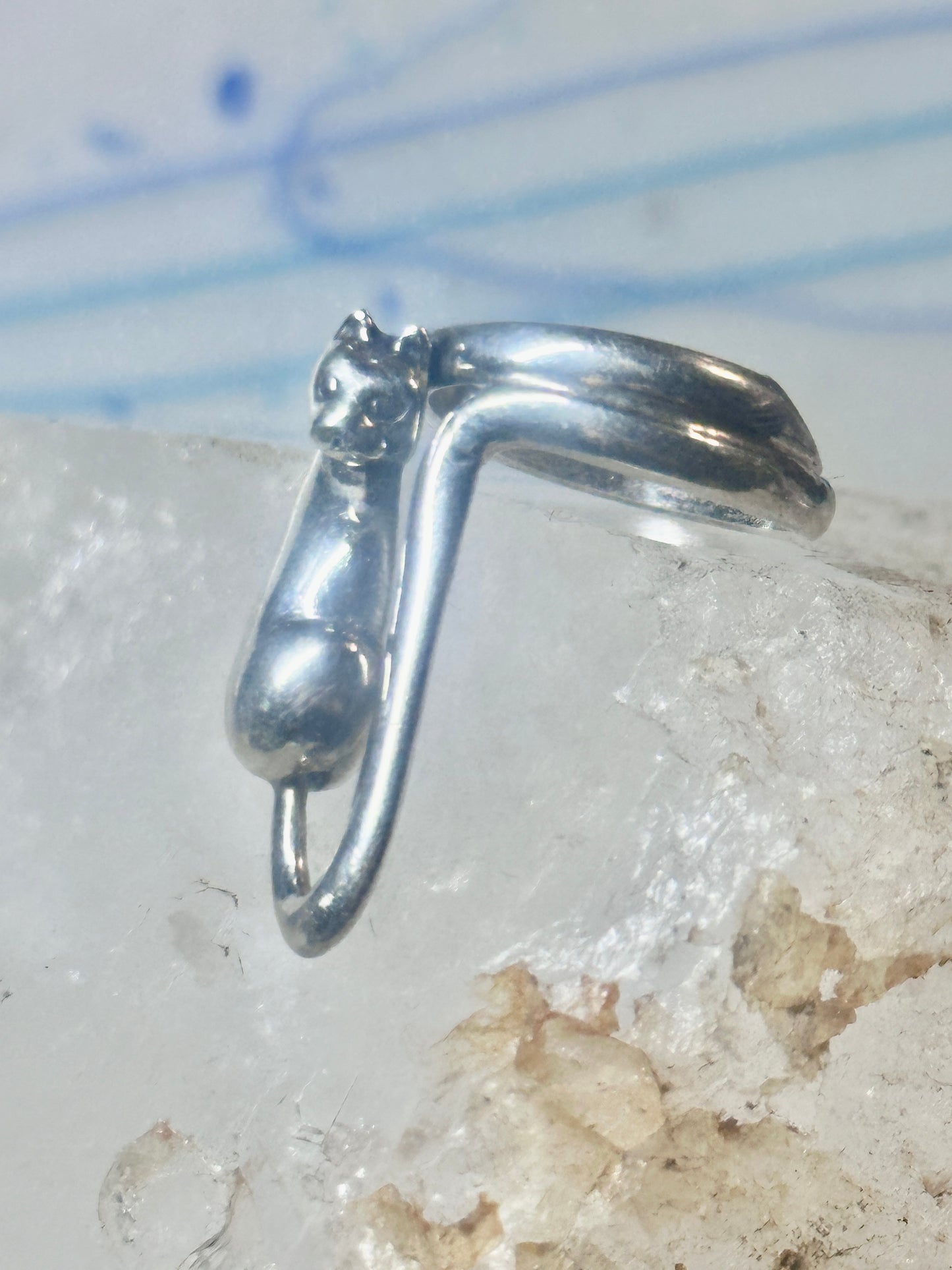 Cat ring hanging kitten size 4.50 pinky Sterling silver women girls