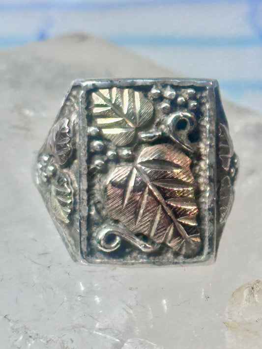 Black Hills Gold ring grape leaves size 9.5 pinky Sterling silver women men
