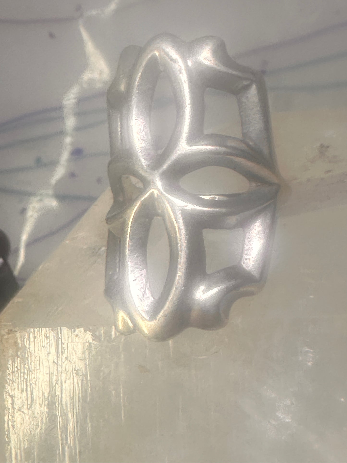 Sandcast ring Navajo floral flower geometric band size 7.25 sterling silver women