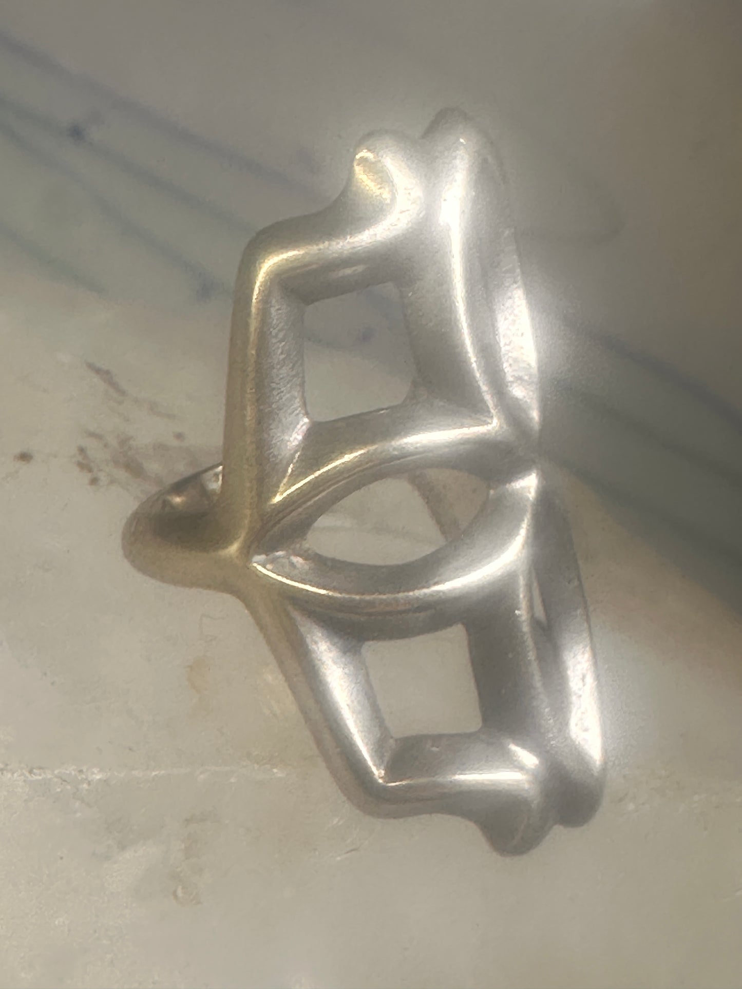 Sandcast ring Navajo floral flower geometric band size 7.25 sterling silver women
