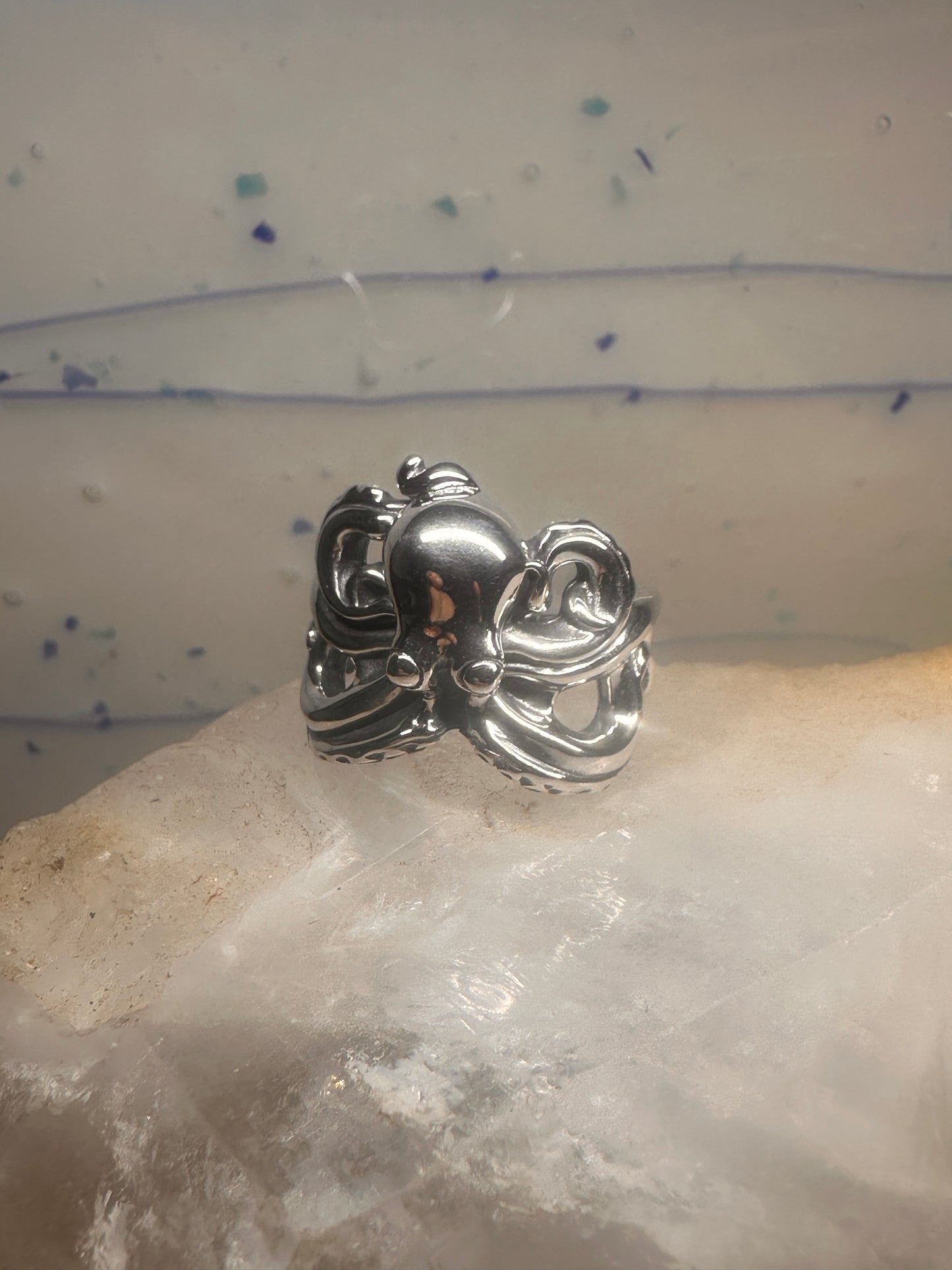 Octopus ring ocean band size 10 sterling silver women men