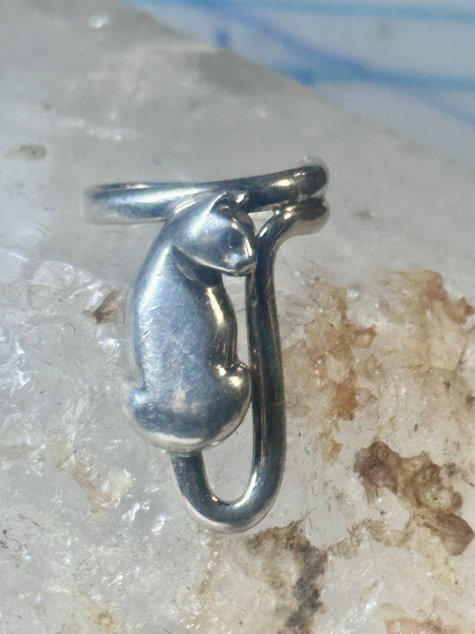 Cat ring hanging kitten size 4.50 pinky Sterling silver women girls