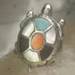 Vintage Turtle ring size 4.25 Navajo  sterling silver  turquoise MOP coral onyx men women
