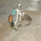 Vintage Turtle ring size 4.25 Navajo  sterling silver  turquoise MOP coral onyx men women
