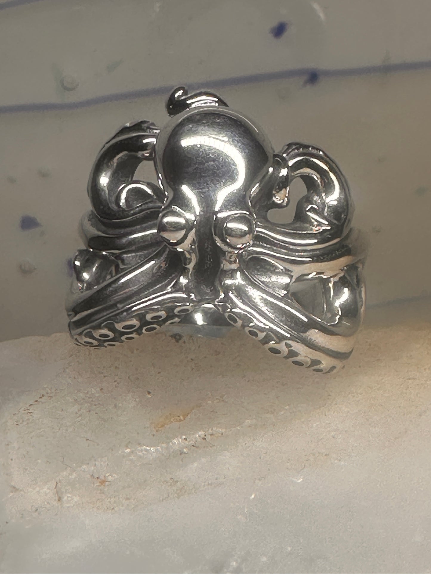Octopus ring ocean band size 10 sterling silver women men