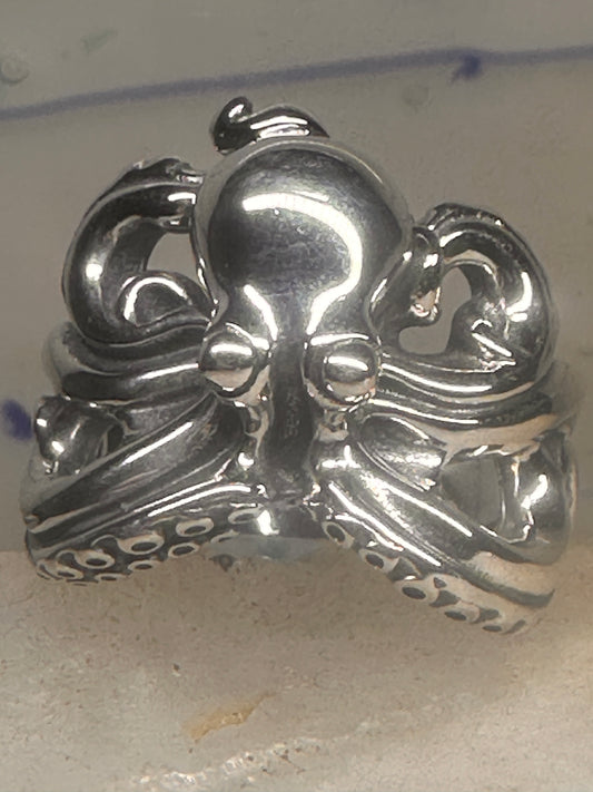 Octopus ring ocean band size 10 sterling silver women men