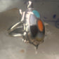 Vintage Turtle ring size 4.25 Navajo  sterling silver  turquoise MOP coral onyx men women