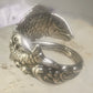 Fish spoon ring fishermen band size 7 sterling silver women