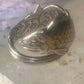 Fish spoon ring fishermen band size 7 sterling silver women