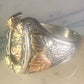 Black Hills Gold ring horseshoe band leaves good luck size 8.25 sterling silver women men