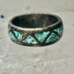 Zuni ring turquoise chips  band wedding size 7.25 sterling silver women men