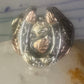 Black Hills Gold ring horseshoe band leaves good luck size 8.25 sterling silver women men