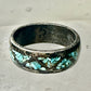 Zuni ring turquoise chips  band wedding size 7.25 sterling silver women men