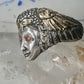 Face ring figurative mythological eagle wings band size 7.75 sterling silver women