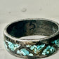 Zuni ring turquoise chips  band wedding size 7.25 sterling silver women men