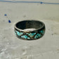 Zuni ring turquoise chips  band wedding size 7.25 sterling silver women men