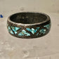 Zuni ring turquoise chips  band wedding size 7.25 sterling silver women men