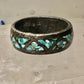 Zuni ring turquoise chips  band wedding size 7.25 sterling silver women men