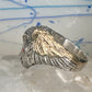 Face ring figurative mythological eagle wings band size 7.75 sterling silver women