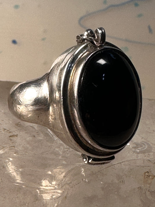 Poison ring onyx heavy band size 8 sterling silver women men