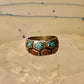 Zuni ring turquoise coral chips band size 7.25 sterling silver women men