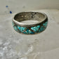 Zuni ring turquoise chips band size 8 sterling silver women men