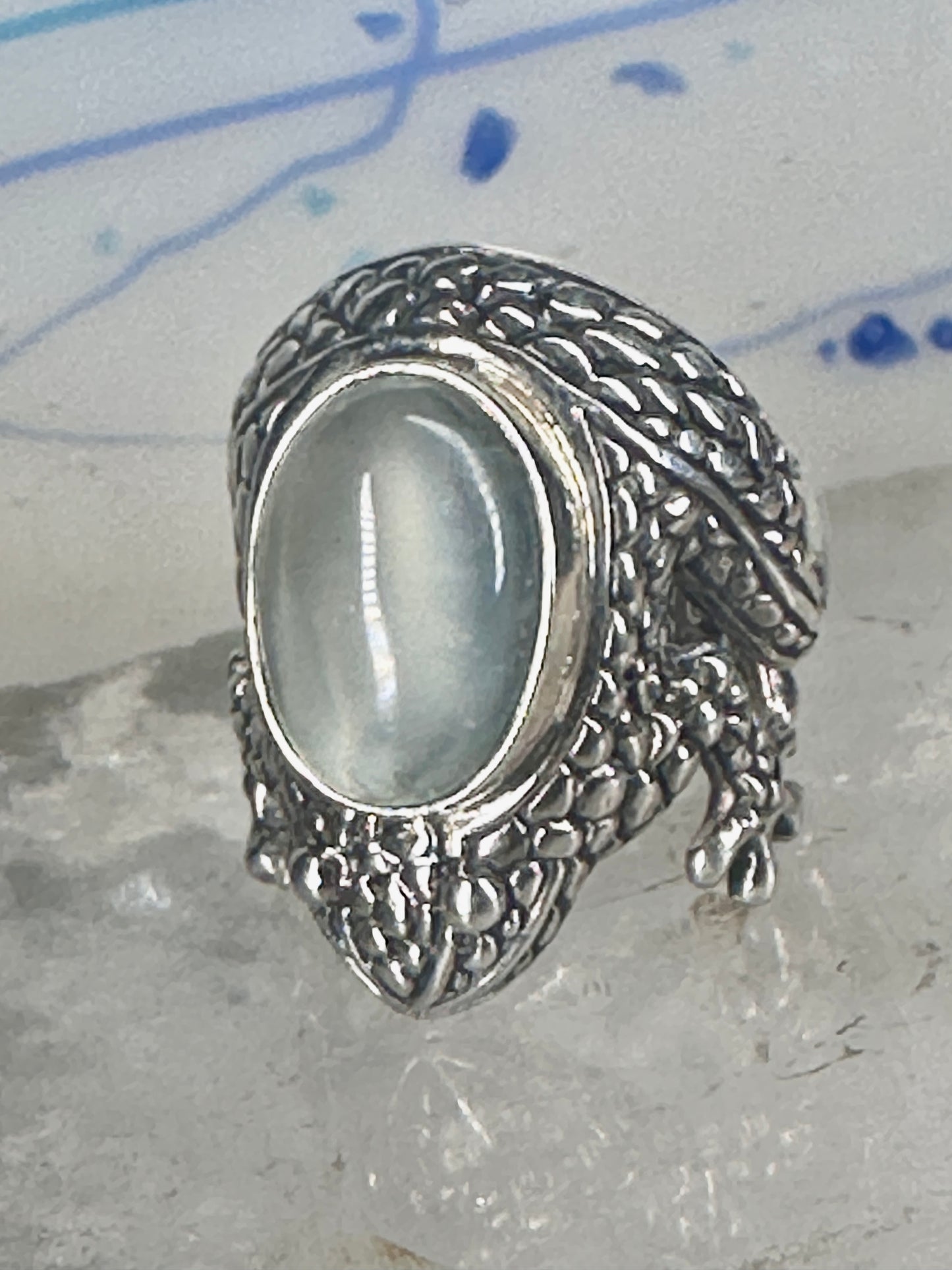 Frog ring frog band clear stone size 6.50 sterling silver women