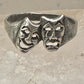 Comic tragic ring comedy tragedy band theater actress size 6.50 sterling silver women