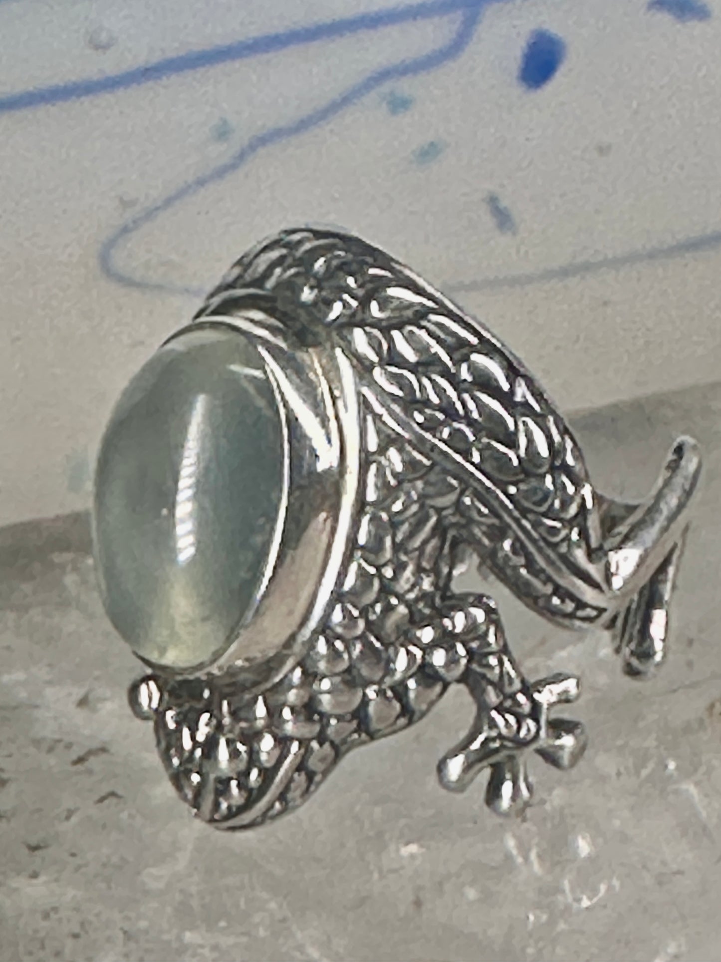 Frog ring frog band clear stone size 6.50 sterling silver women