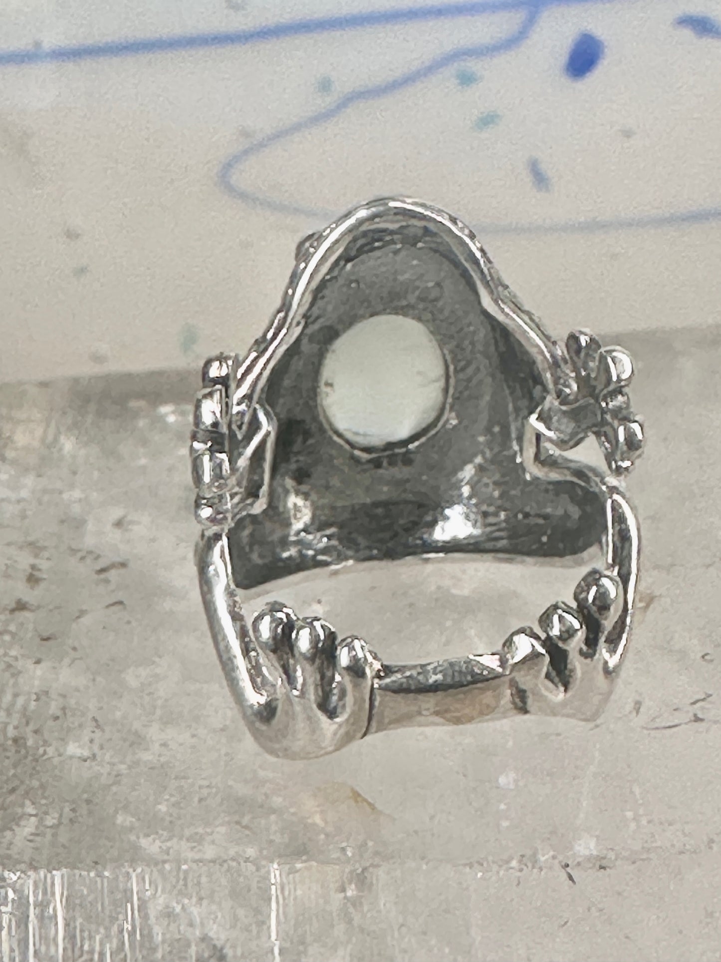 Frog ring frog band clear stone size 6.50 sterling silver women