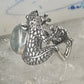 Frog ring frog band clear stone size 6.50 sterling silver women