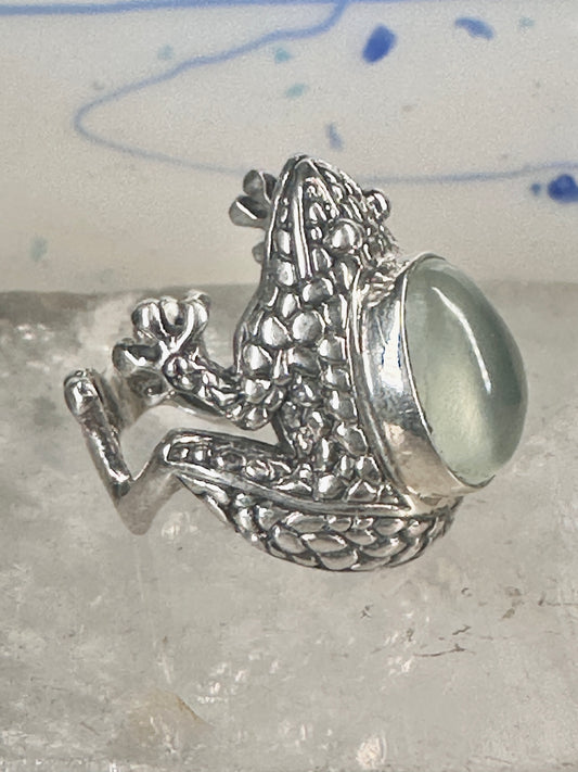 Frog ring frog band clear stone size 6.50 sterling silver women
