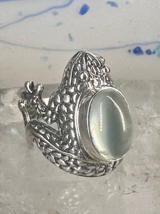 Frog ring frog band clear stone size 6.50 sterling silver women