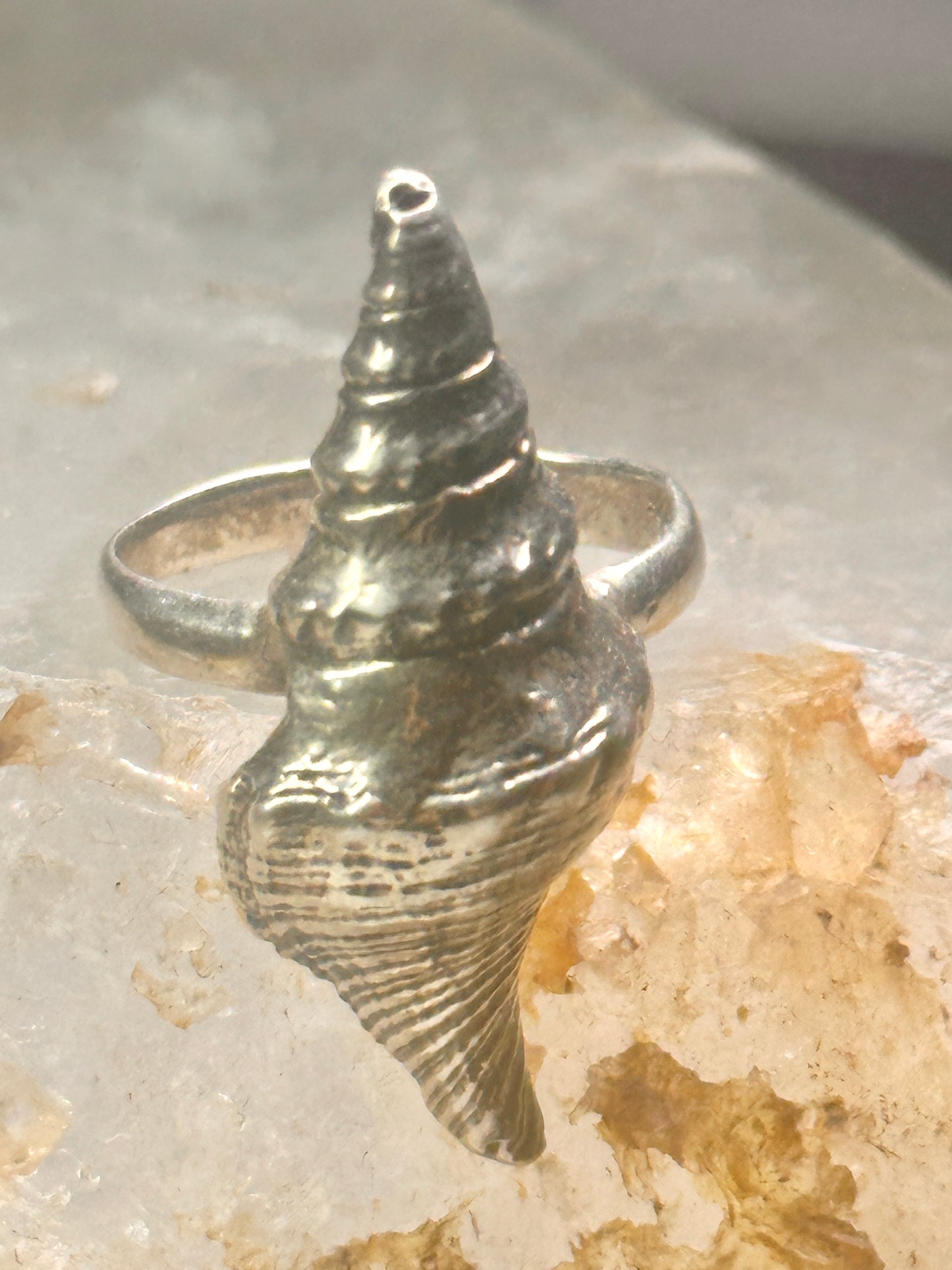 Shell ring sign Washed Ashore band snail size 7 sterling silver women
