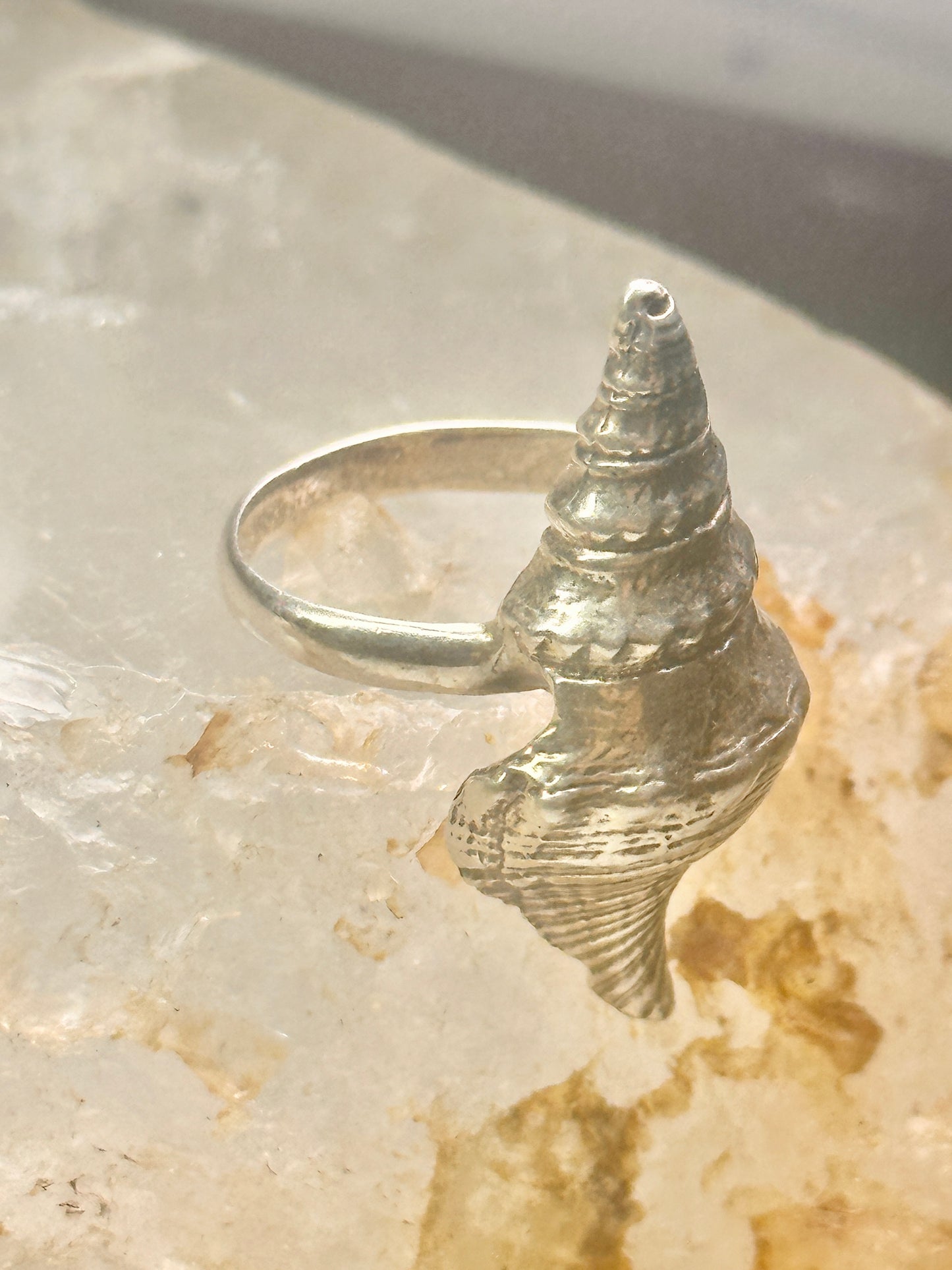 Shell ring sign Washed Ashore band snail size 7 sterling silver women