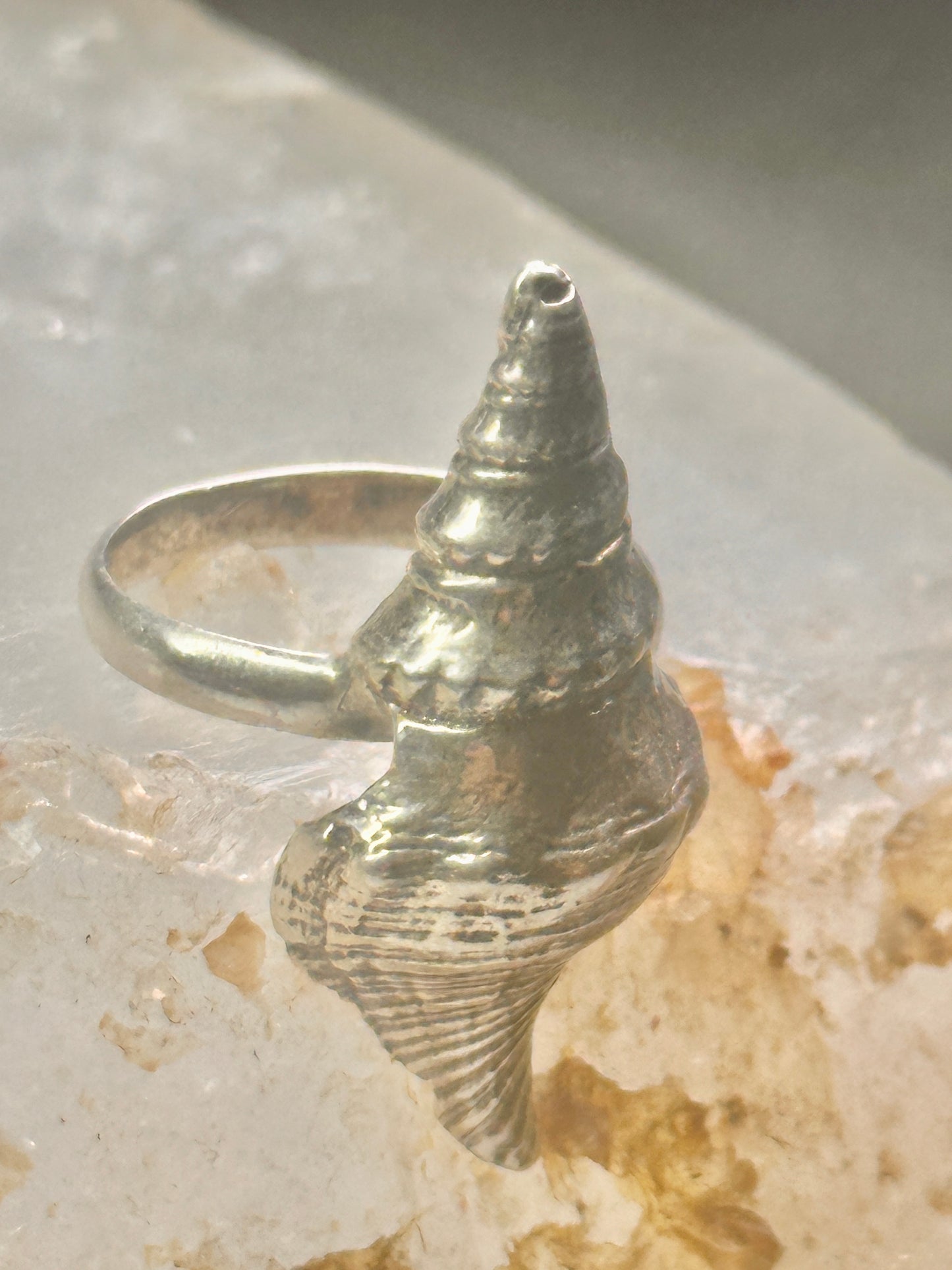 Shell ring sign Washed Ashore band snail size 7 sterling silver women
