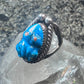 Carved Frog ring coral Inlaid eyes size 5.75 pinky Sterling silver women girls