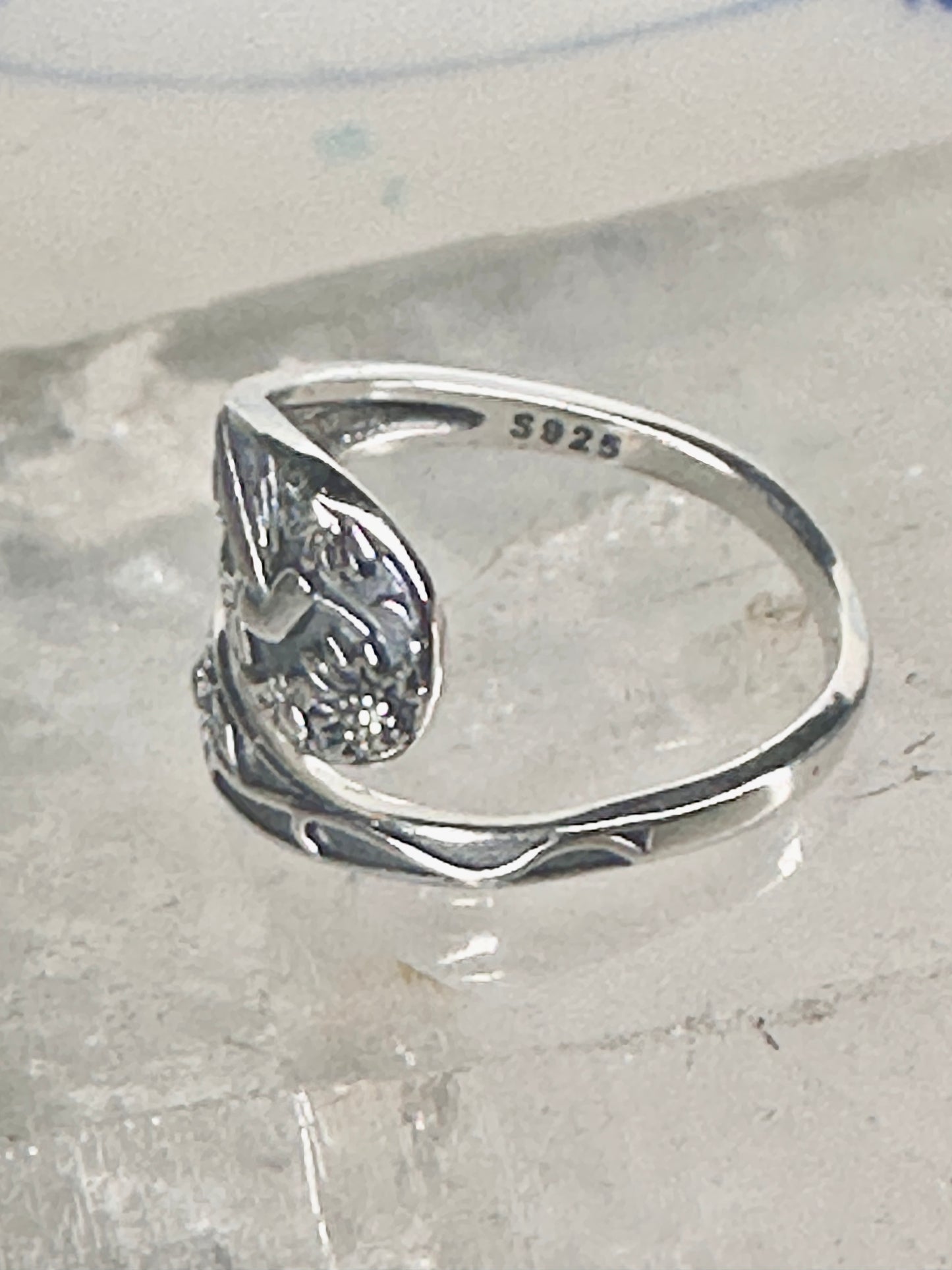 Hummingbird spoon ring floral band size 7 sterling silver women girls