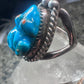 Carved Frog ring coral Inlaid eyes size 5.75 pinky Sterling silver women girls