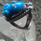 Carved Frog ring coral Inlaid eyes size 5.75 pinky Sterling silver women girls