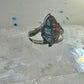 Leaf ring turquoise coral chips size 6.50 sterling silver women