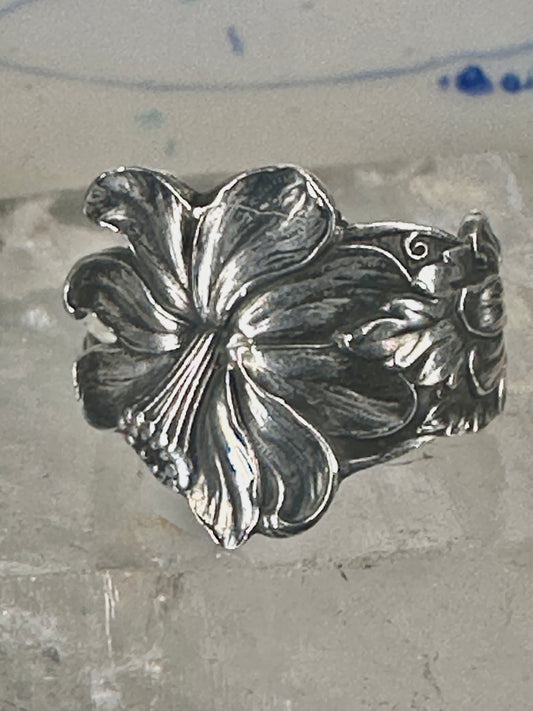 Lily spoon ring floral band size 11 sterling silver women men