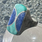 Vintage Malachite Blue Lapis Ring J Comes Taxco Mexico size 8.7 Sterling silver women men