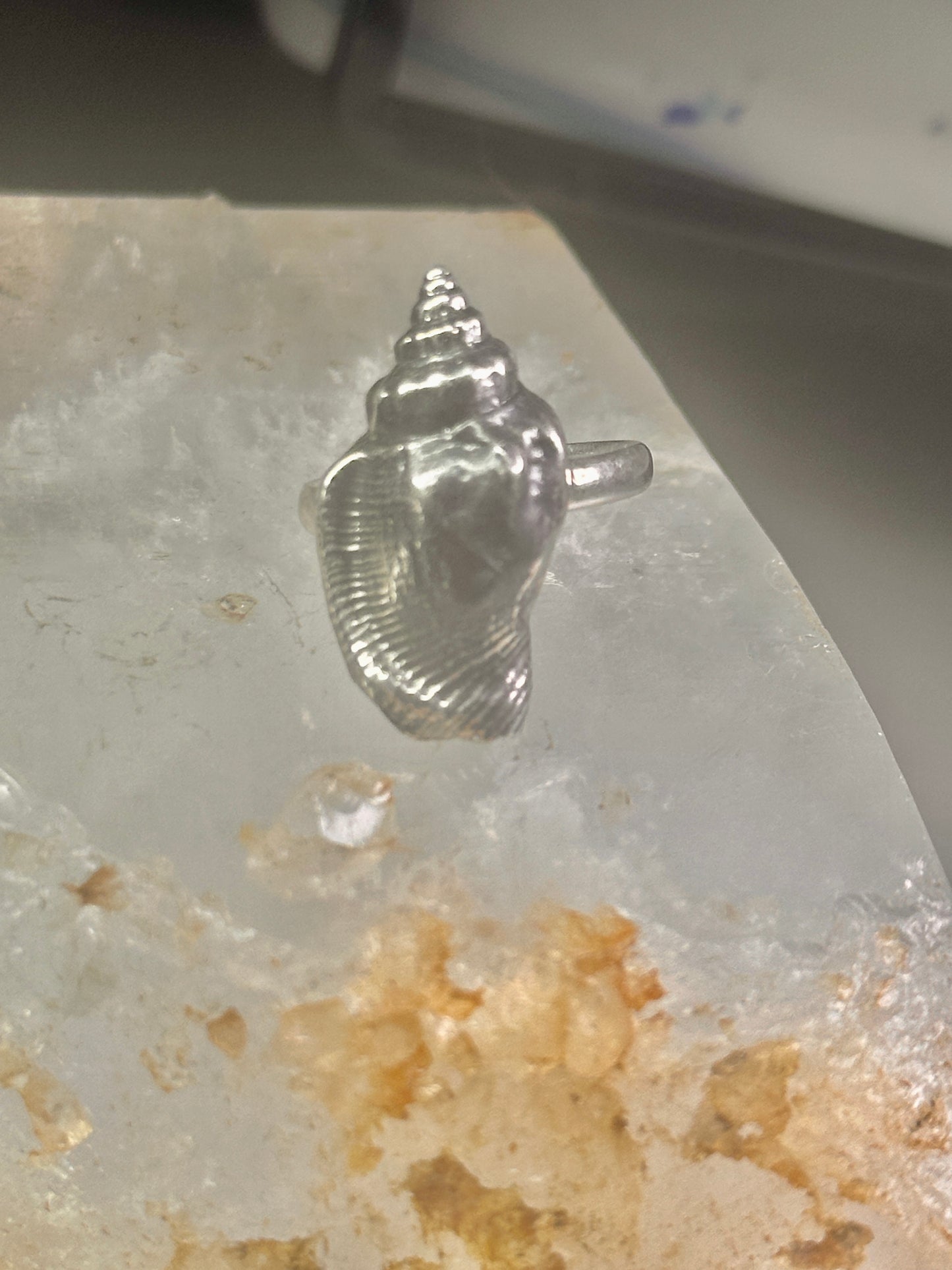 Shell ring sign Washed Ashore band snail size 7 sterling silver women a