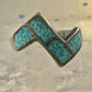 Zig Zag ring southwest turquoise chips size 7 sterling silver women&nbsp;