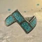 Zig Zag ring southwest turquoise chips size 7 sterling silver women&nbsp;